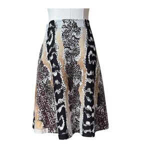 Diane von Furstenberg Amelia Skirt Size 2 Black, white and tan Snakeskin Print